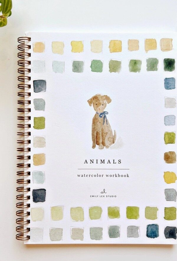 Emily Lex studio „Animals“ akvarelės piešimo knyga