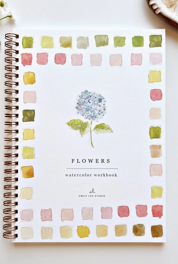 Emily Lex studio „Flowers“ akvarelės piešimo knyga